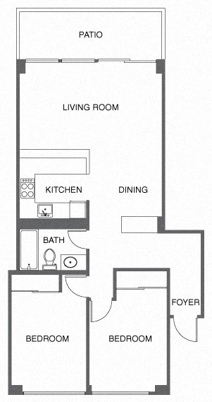 a floor plan of a house with a kitchen and a living room